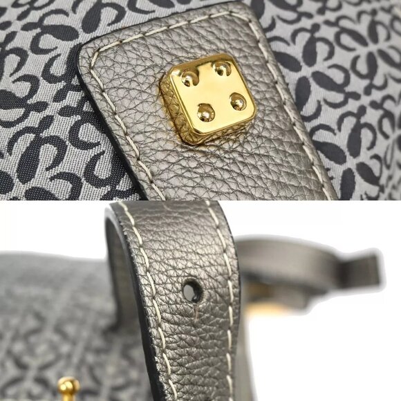 LOEWE Logo New Road Line Crossbody Shoulder Bag Canvas Leather Gray - Picture 11 of 16